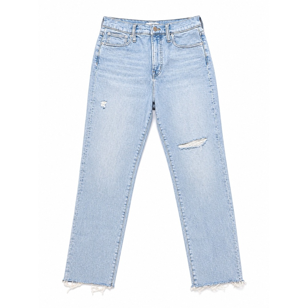 Madewell The Perfect Vintage Jean Women's 26 Light Wash Distressed Raw Hem Jeans